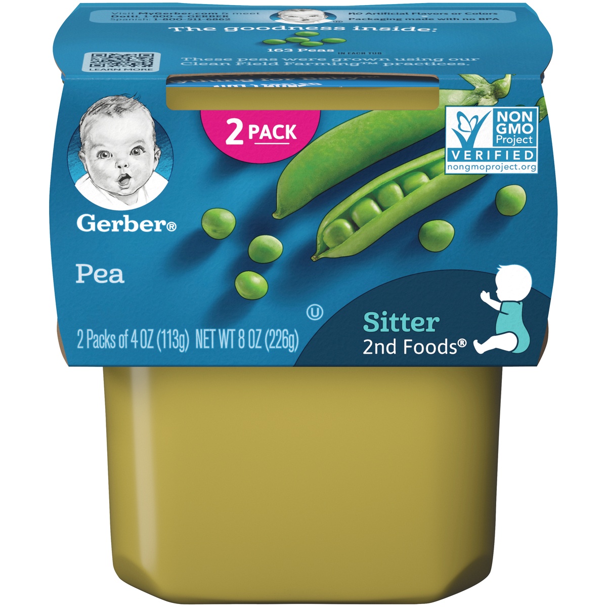 slide 1 of 1, Gerber 2nd Foods Pea Baby Food, 2 ct; 4 oz