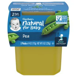 Gerber 2nd Foods Natural for Baby Pea Baby Food, 4 oz. Tubs, 2 Count