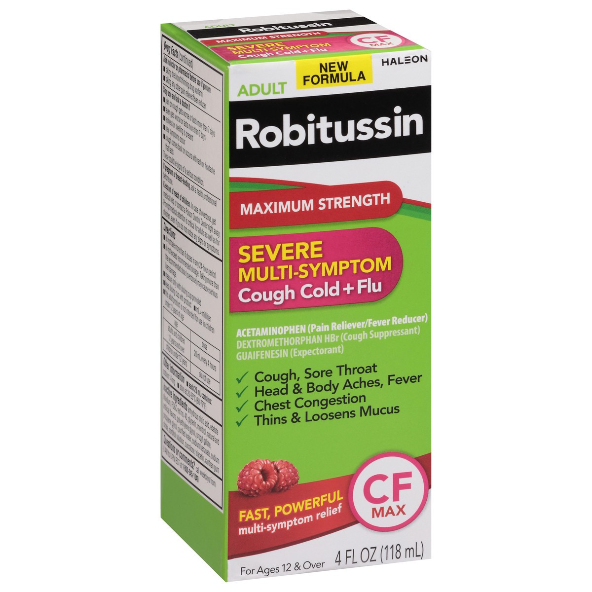 slide 10 of 13, Robitussin CF Max, Severe Multi-Symptom Relief from Cough, Cold, and Flu - Adult Formula, 4 fl oz