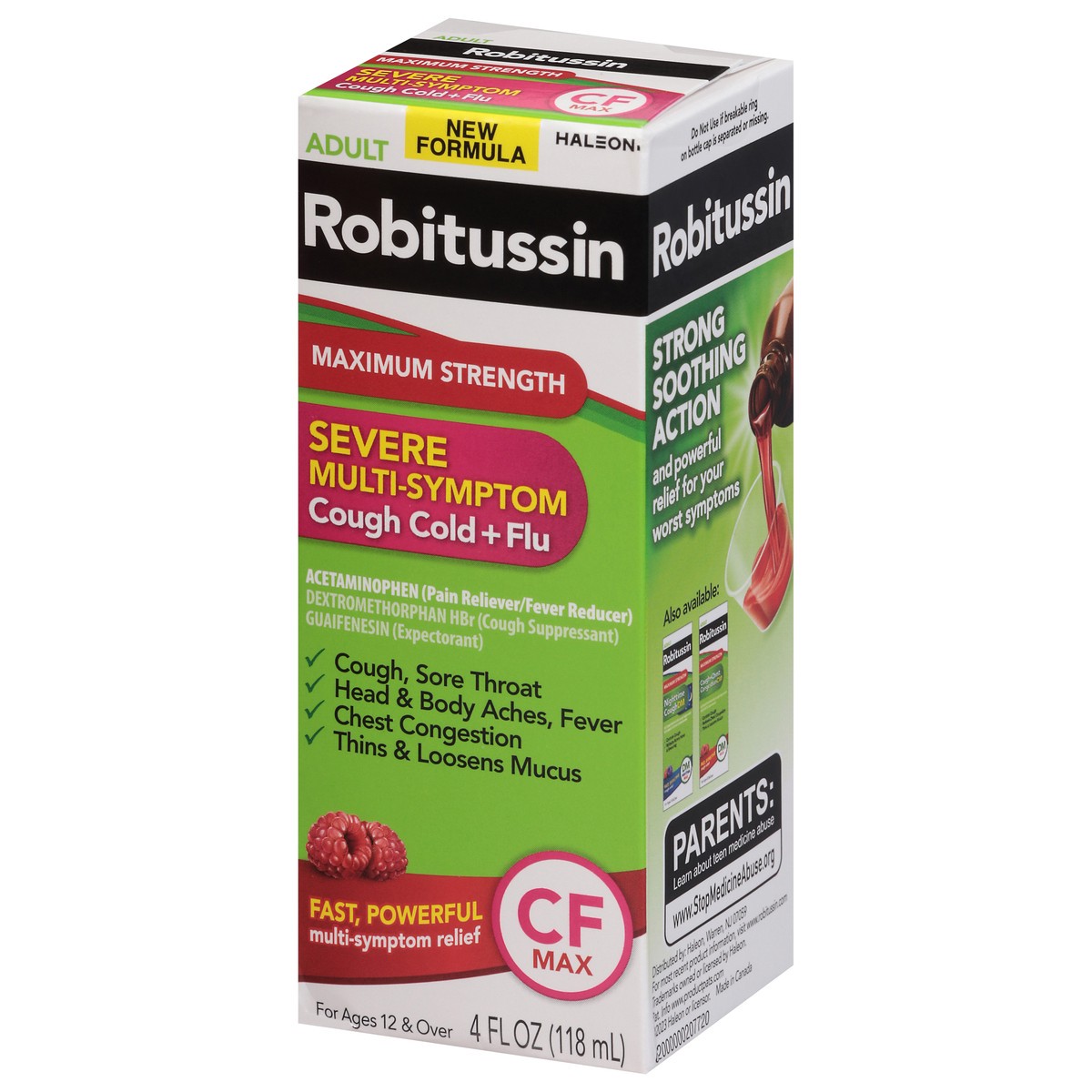 slide 12 of 13, Robitussin CF Max, Severe Multi-Symptom Relief from Cough, Cold, and Flu - Adult Formula, 4 fl oz