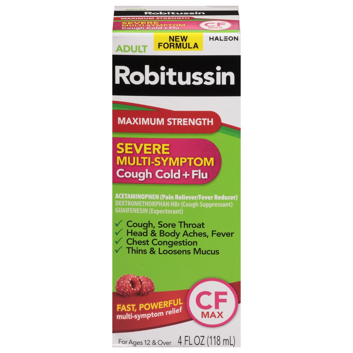 slide 7 of 13, Robitussin CF Max, Severe Multi-Symptom Relief from Cough, Cold, and Flu - Adult Formula, 4 fl oz