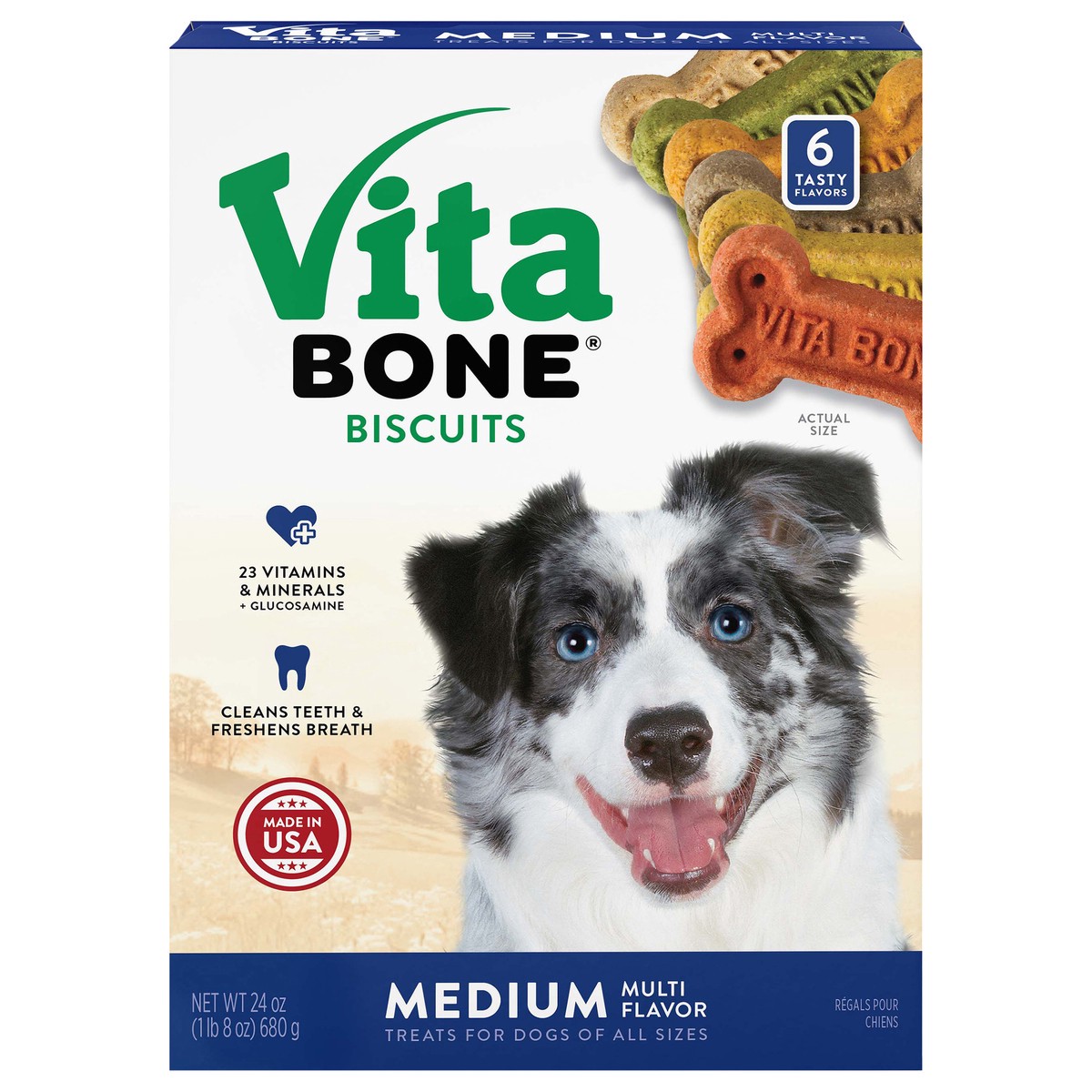 slide 1 of 8, Vita Bone Biscuits Multi Flavor Treats for Dogs Medium 24 oz, 24 oz