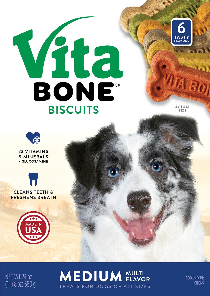 slide 2 of 8, Vita Bone Biscuits Multi Flavor Treats for Dogs Medium 24 oz, 24 oz