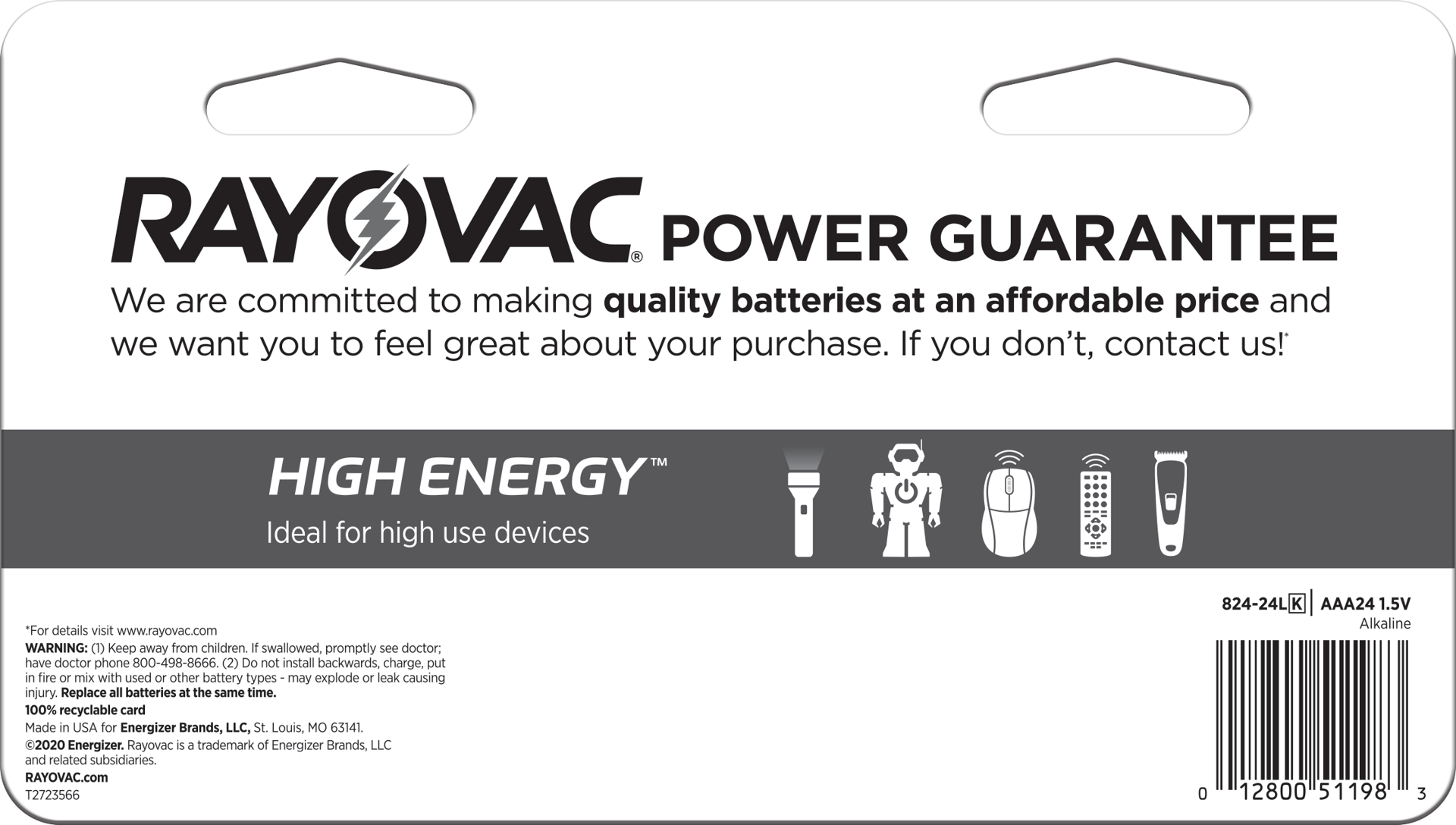 slide 5 of 5, Rayovac High Energy AAA Batteries (24 Pack), 24 ct