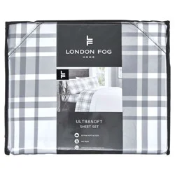 London Fog Gray Plaid King Sheet Set