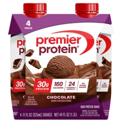 Premier Protein Chocolate High Protein Shake 4 Pack 4 - 11 fl oz Cartons