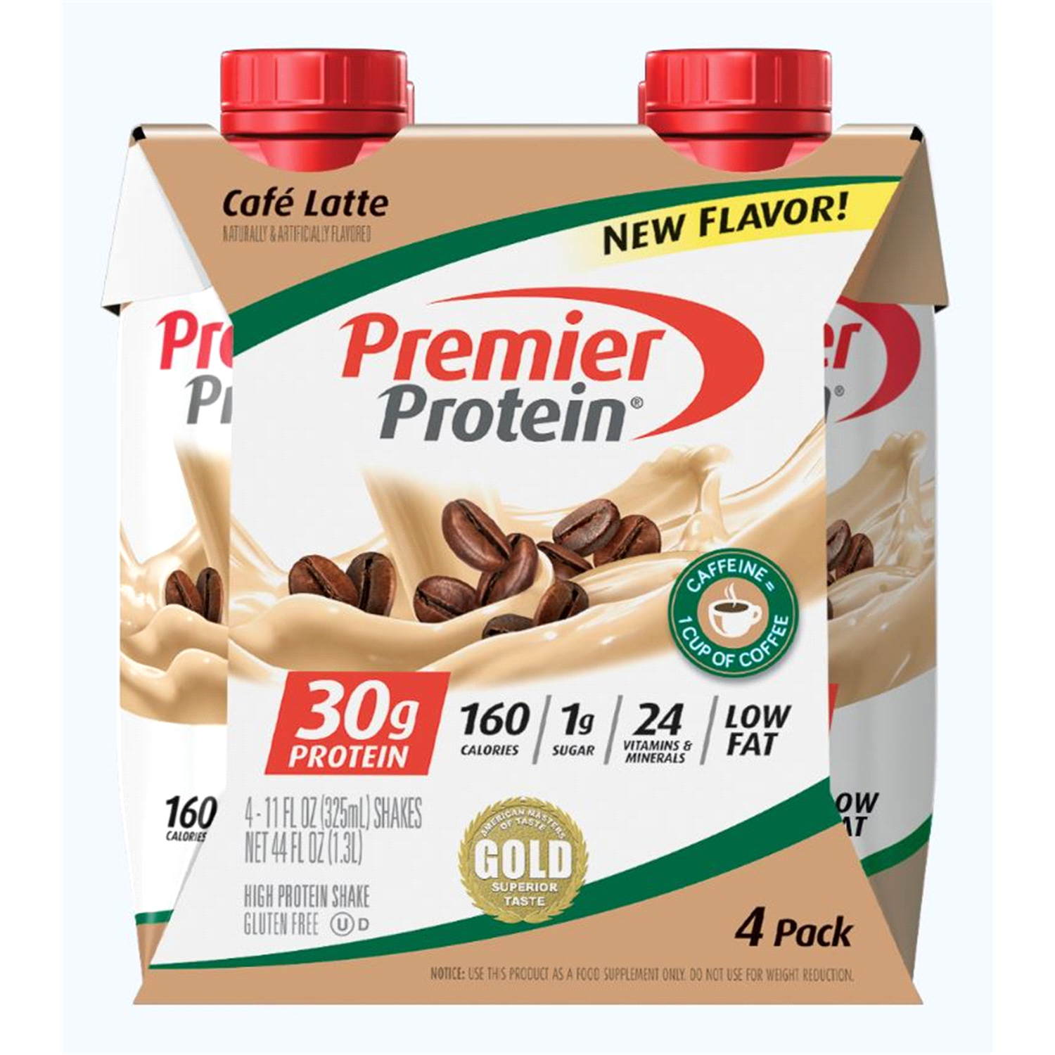slide 1 of 1, Premier Protein Cafe Latte High Protein Shake 4 - 11 fl oz Shakes, 4 ct