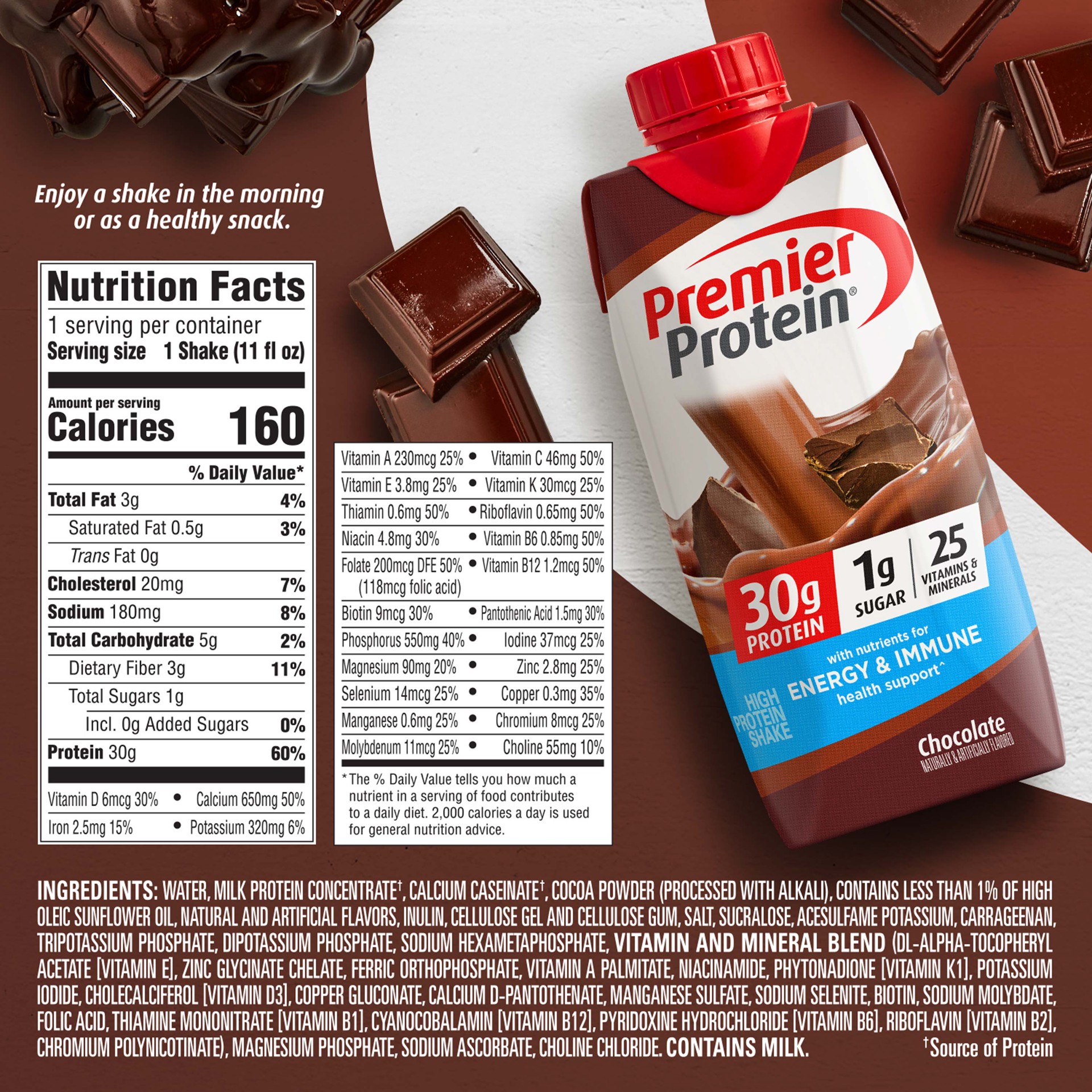 slide 2 of 2, Premier Nutrition Premier Protein Chocolate Protein Shake, 