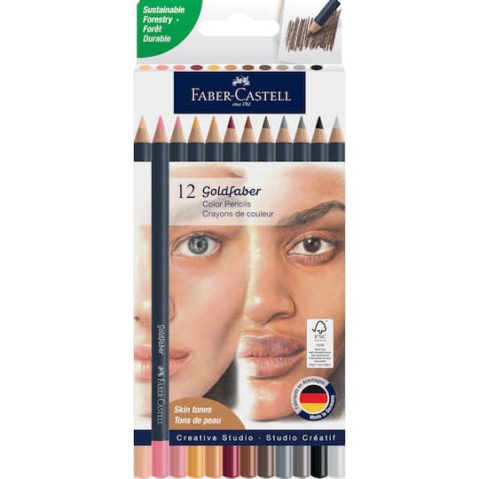 slide 1 of 6, Faber-Castell Goldfaber Skin Tones Color Pencils, 12 pencils