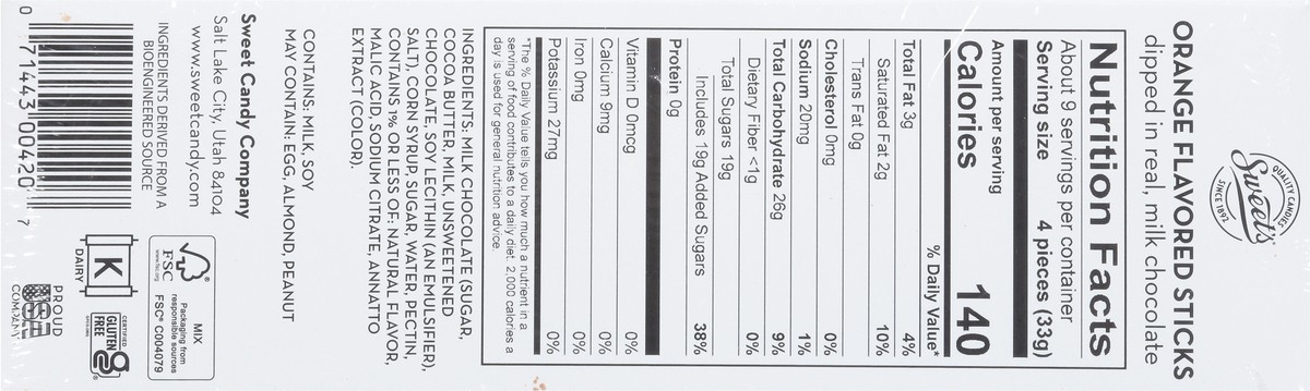slide 2 of 9, Sweet's Milk Chocolate Orange Sticks 10.5 oz, 10.5 oz