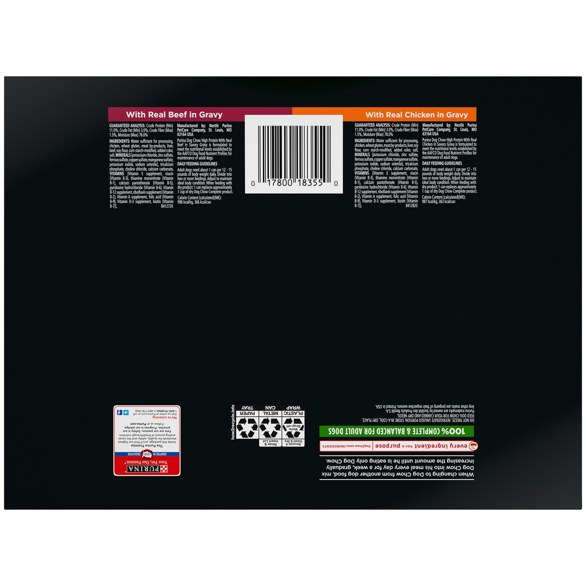 slide 6 of 9, Dog Chow Purina Dog Chow High Protein Gravy Wet Dog Food, High Protein With Real Chicken & Real Beef Variety Pack, 9.75 lb