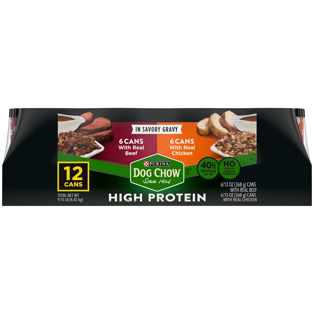 slide 4 of 9, Dog Chow Purina Dog Chow High Protein Gravy Wet Dog Food, High Protein With Real Chicken & Real Beef Variety Pack, 9.75 lb