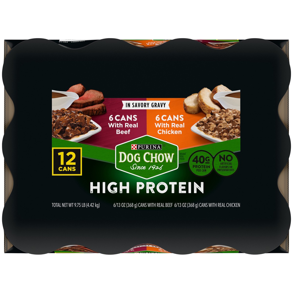 slide 5 of 9, Dog Chow Purina Dog Chow High Protein Gravy Wet Dog Food, High Protein With Real Chicken & Real Beef Variety Pack, 9.75 lb