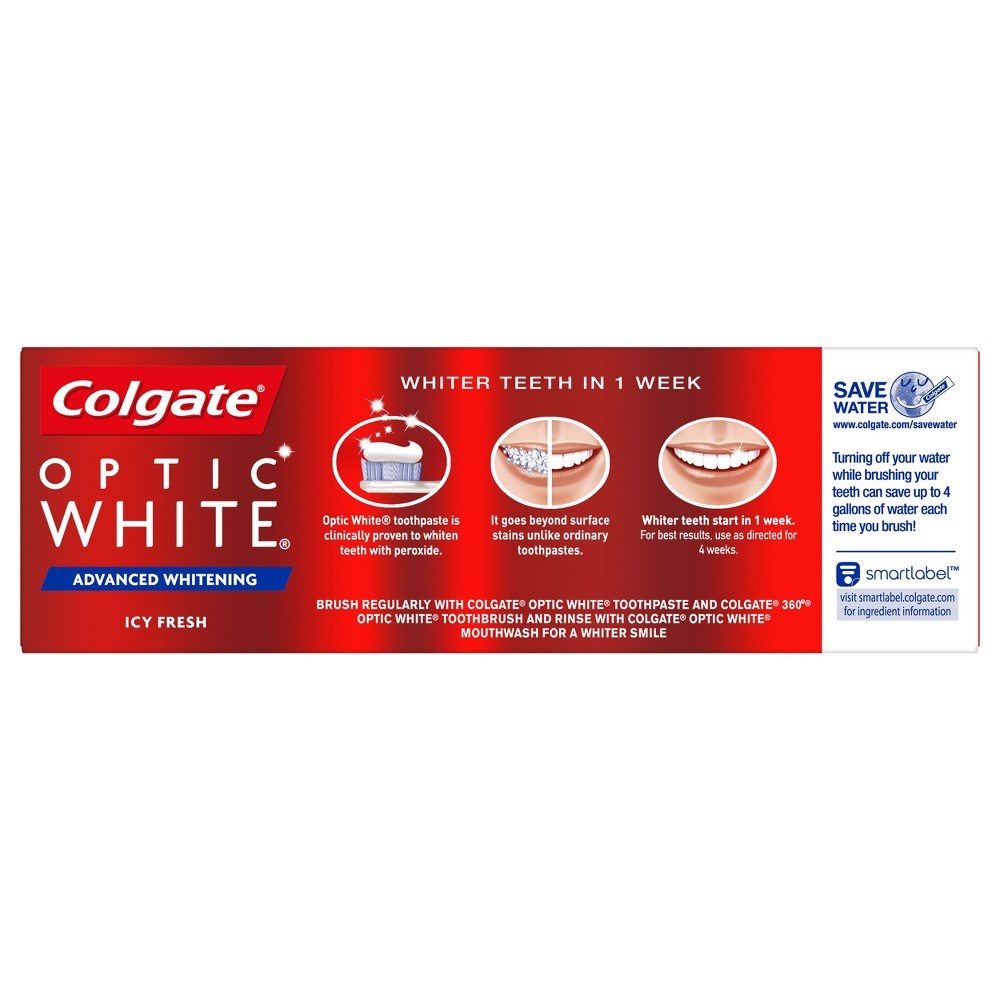 slide 4 of 6, Colgate Optic White Icy Fresh Toothpaste, 3.5 oz