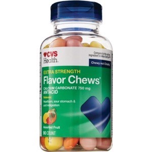 slide 1 of 1, CVS Health Extra Strength Antacid Flavor Chews Assorted Fruit, 90 ct