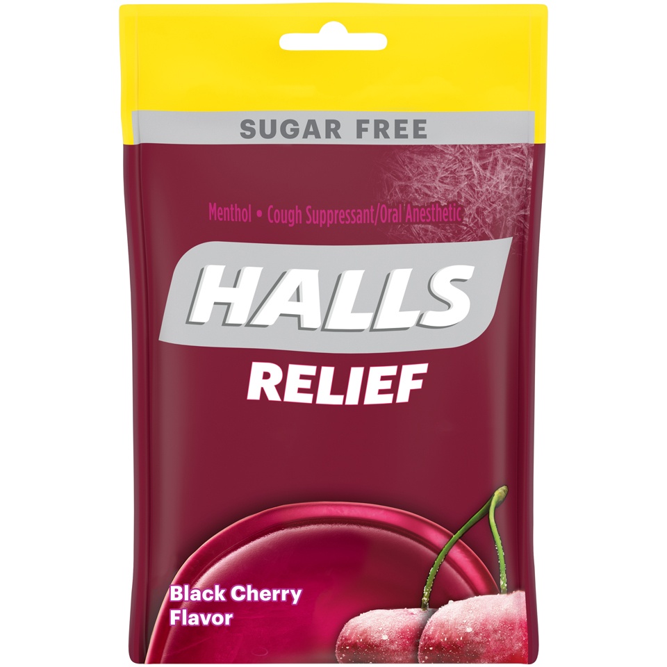 slide 2 of 7, Halls Black Cherry Sugar-Free Menthol Drops, 30 ct
