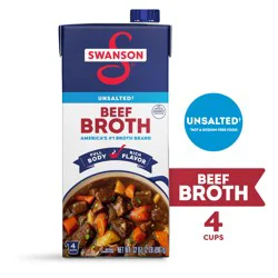 Swanson Unsalted Beef Broth, 32 oz Carton