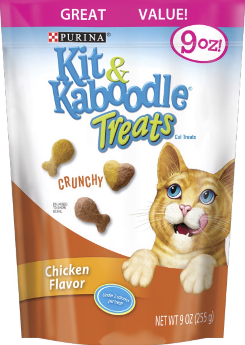 slide 2 of 3, Kit & Kaboodle Cat Treats, Chicken Flavor, Crunchy, Great Value, 9 oz