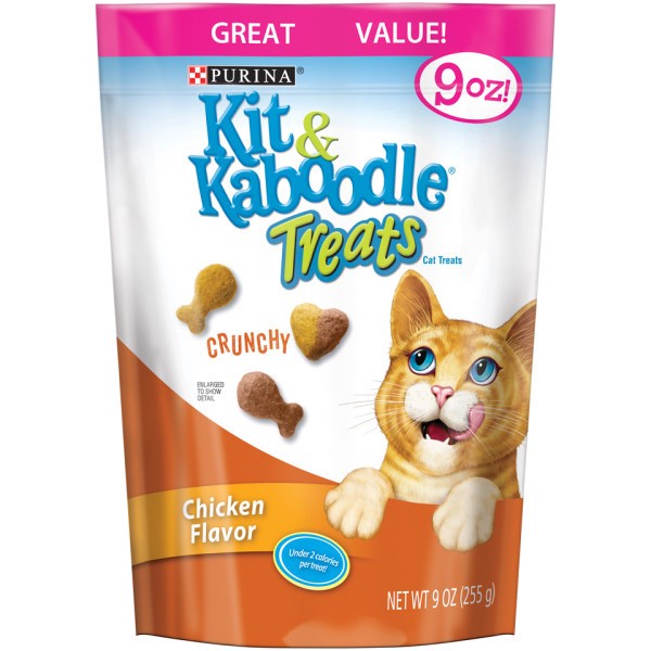 slide 1 of 3, Kit & Kaboodle Cat Treats, Chicken Flavor, Crunchy, Great Value, 9 oz