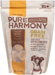 Pure Harmony Grain Free Peanut Butter Flavor Biscuit Dog Treats 12 oz