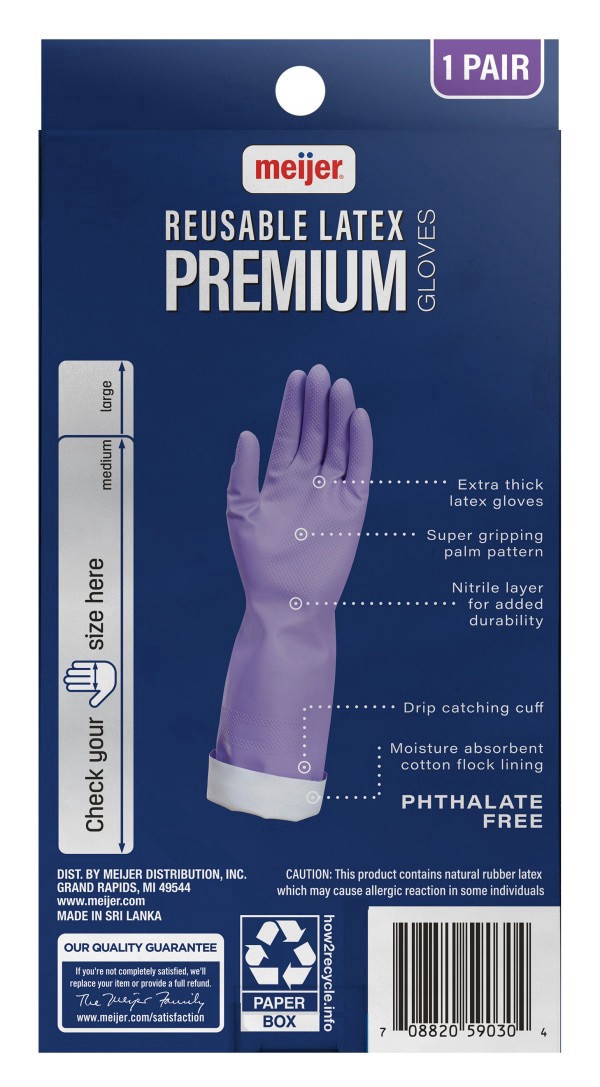 slide 12 of 13, Meijer Latex Gloves Medium 1 pair, 1 CT      