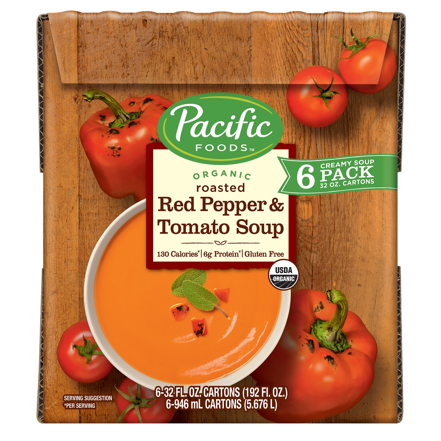 slide 1 of 1, Pacific Foods Organic Red Pepper and Tomato Soup, 6 ct; 32 oz