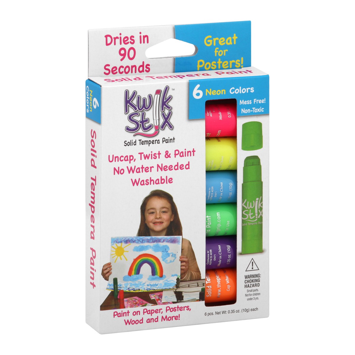 slide 11 of 11, Kwik Stix Neon Colors Washable Solid Tempera Paint 6 ea, 6 ct