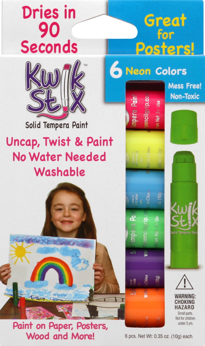 slide 5 of 11, Kwik Stix Neon Colors Washable Solid Tempera Paint 6 ea, 6 ct