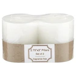 Tuscany Candle White Pillars Unscented Candles 2 ea