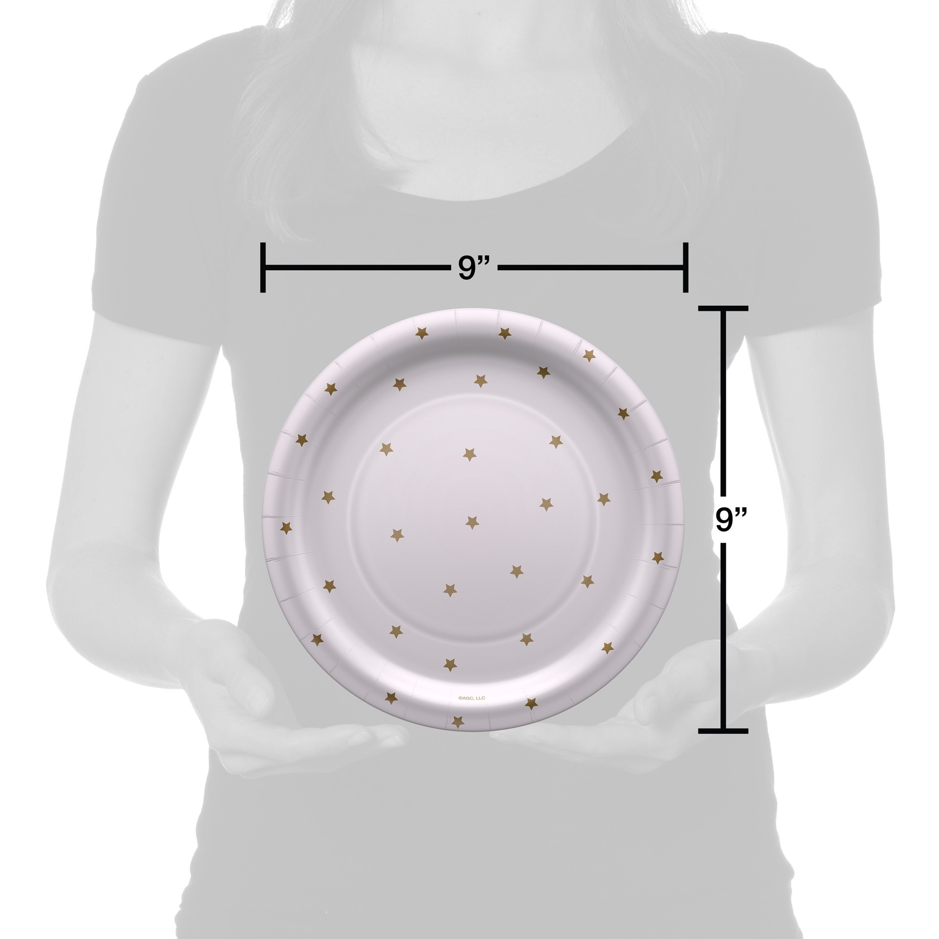 slide 3 of 3, American Greetings 10-Count 9" Paper Plates, Gold Stars on White, 10 ct