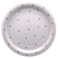 American Greetings 10-Count 9" Paper Plates, Gold Stars on White