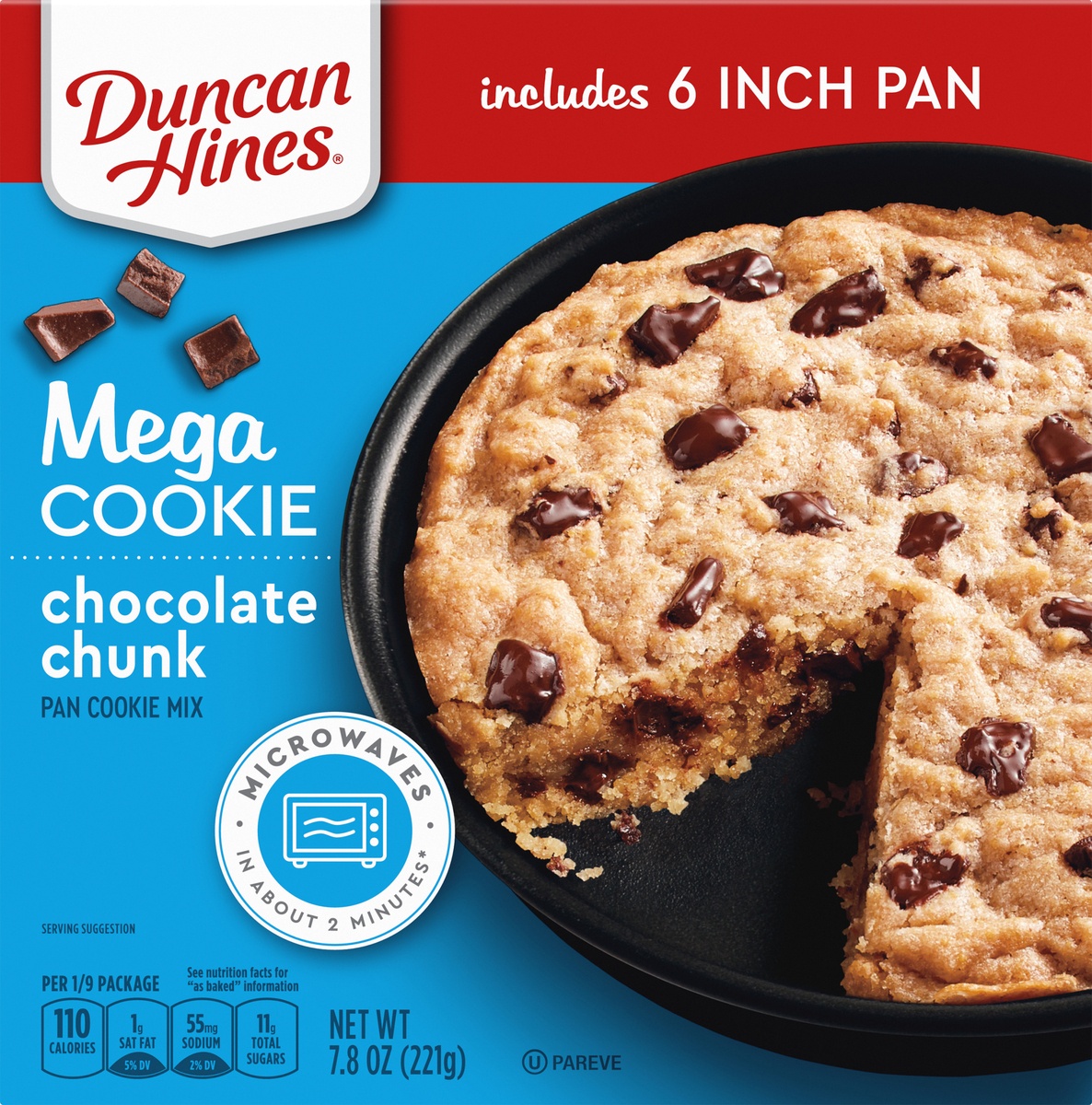 slide 9 of 10, Duncan Hines Mega Cookie Chocolate Chunk Pan Cookie Mix, 7.8 oz