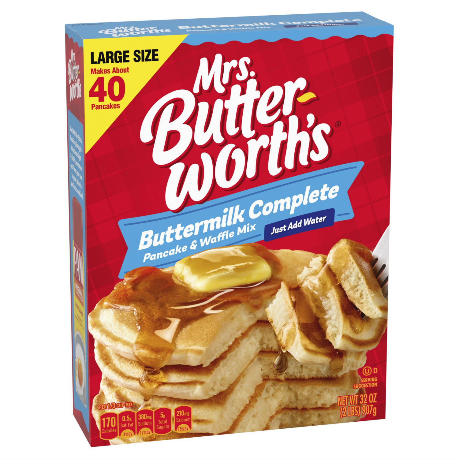 slide 2 of 5, Mrs. Butterworth's Buttermilk Complete Pancake & Waffle Mix Large Size 32 oz, 32 oz