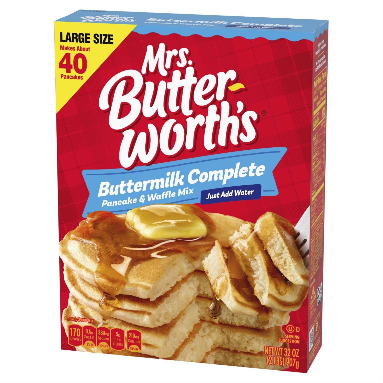 slide 3 of 5, Mrs. Butterworth's Buttermilk Complete Pancake & Waffle Mix Large Size 32 oz, 32 oz