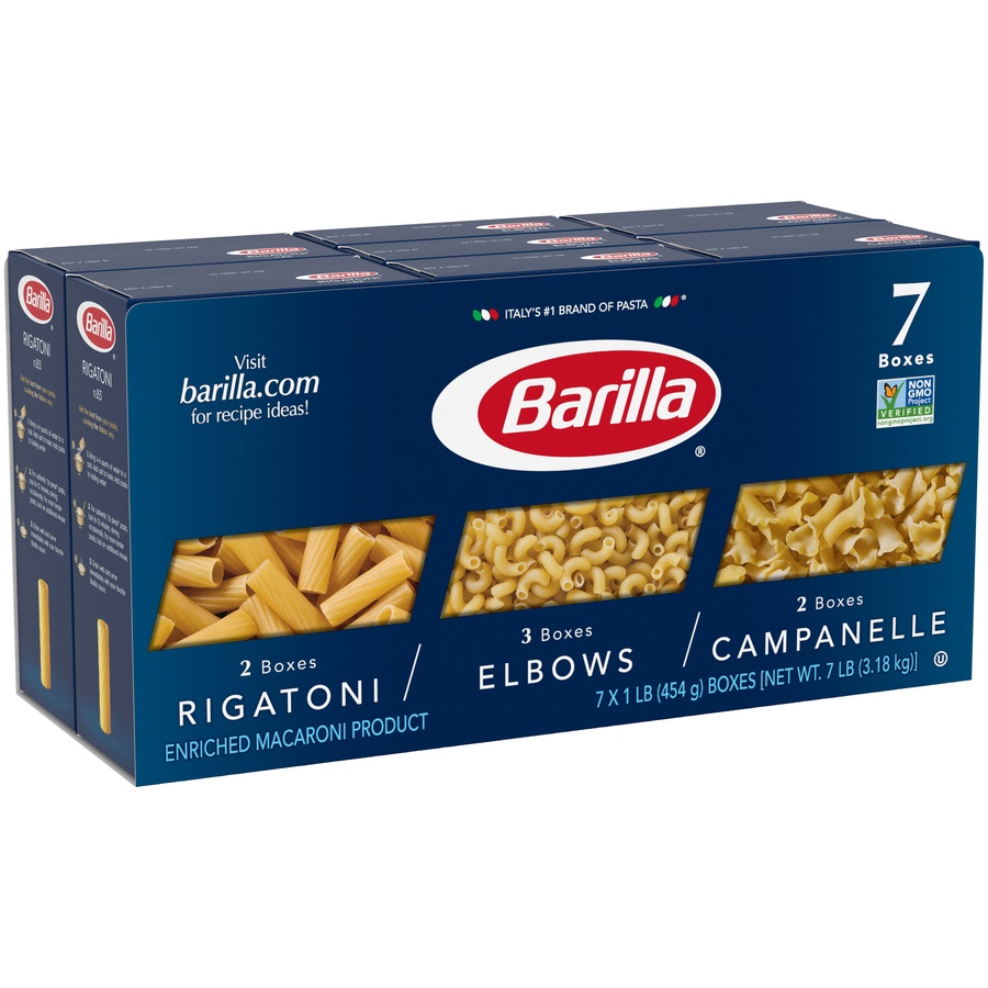 slide 3 of 6, Barilla Rigatoni/ Elbows/ Campanelle Pasta, 