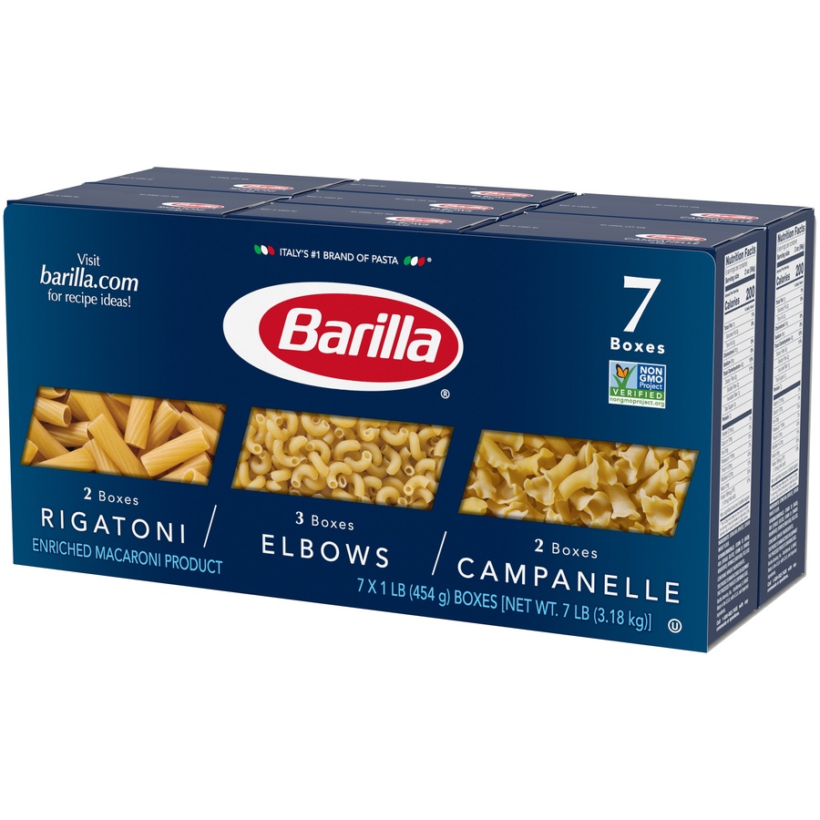 slide 4 of 6, Barilla Rigatoni/ Elbows/ Campanelle Pasta, 