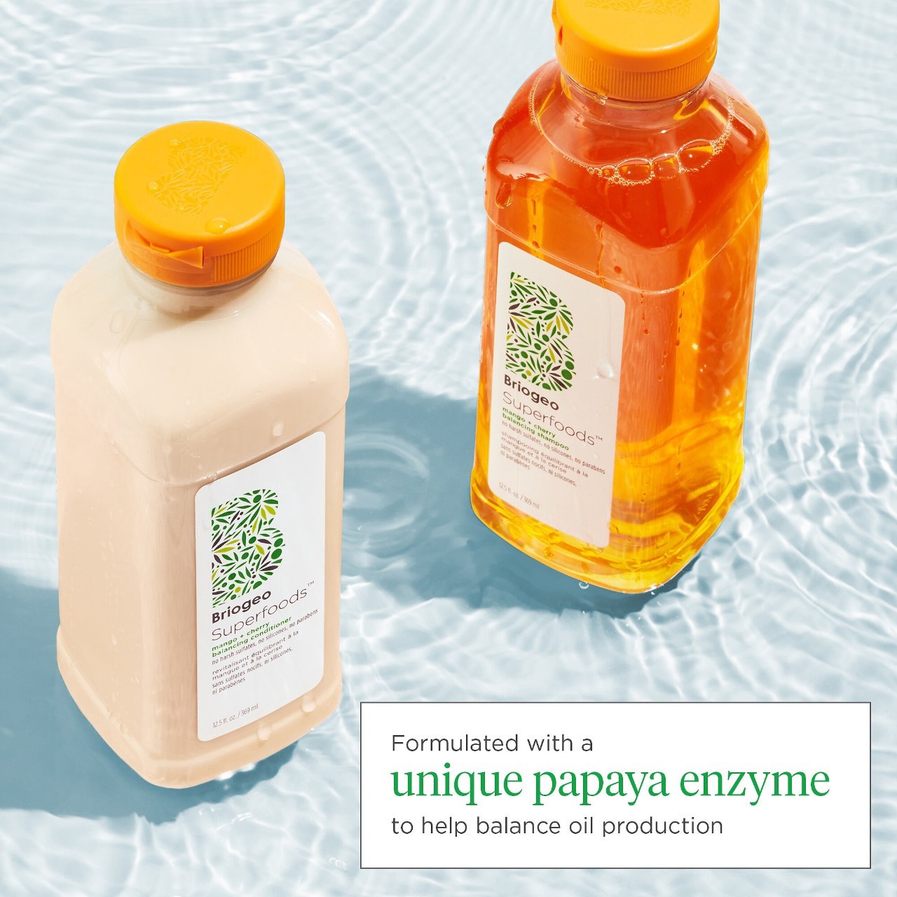 slide 2 of 7, Briogeo Superfoods Mango + Cherry Balancing Shampoo + Conditioner Duo for Oil Control, 