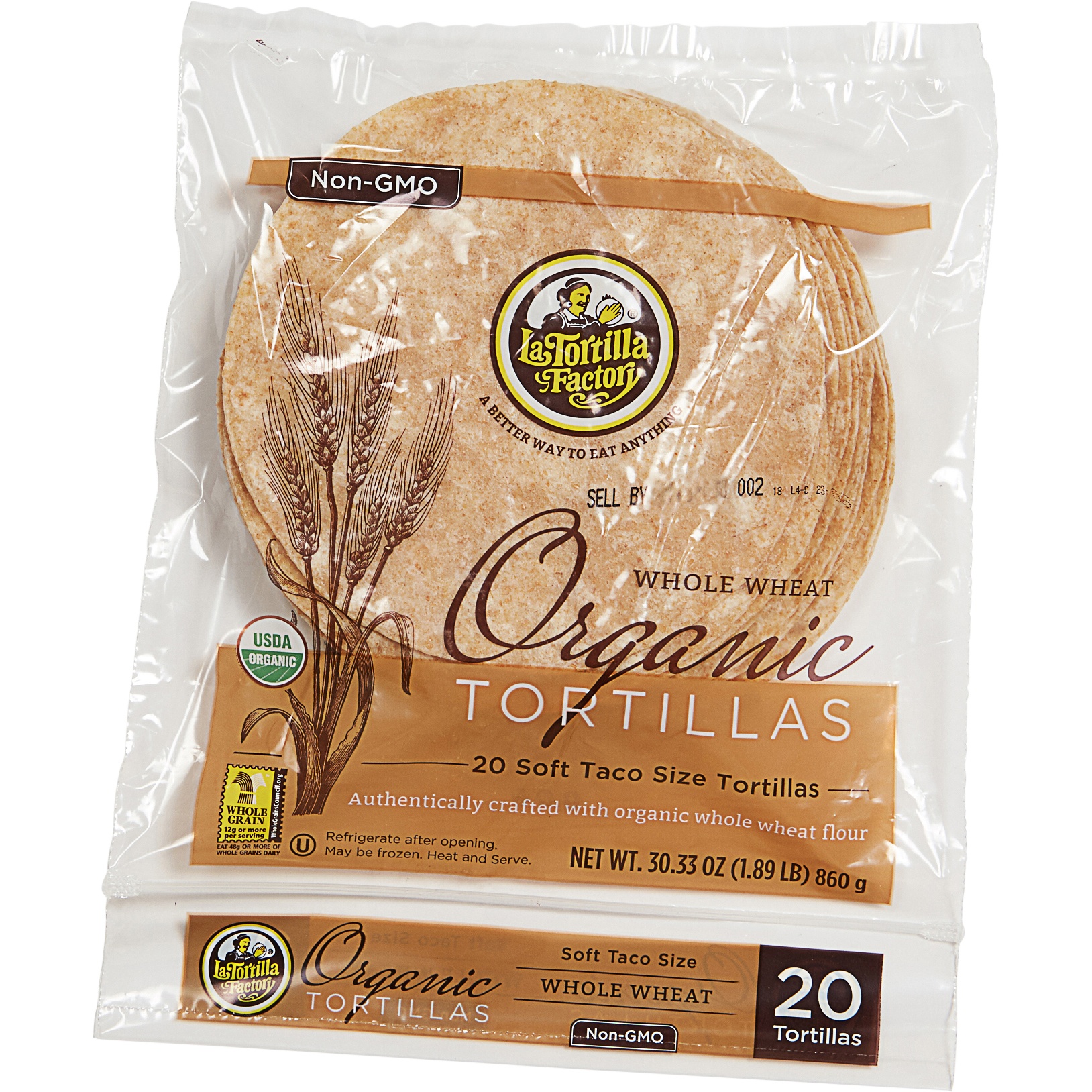 slide 1 of 2, La Tortilla Factory Organic Whole Wheat Tortillas, 