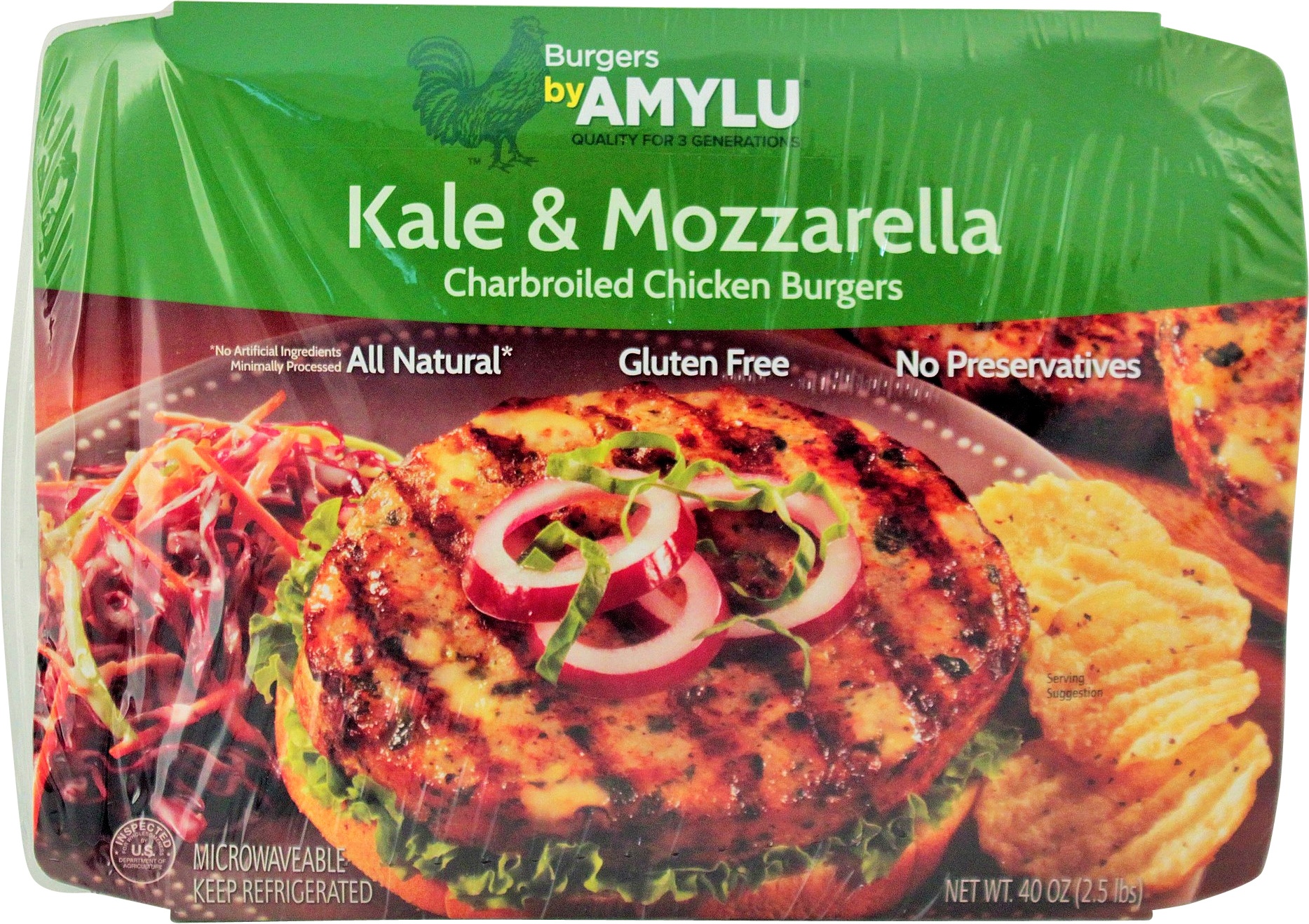 slide 1 of 1, Amylu Kale Chicken BurGer, 