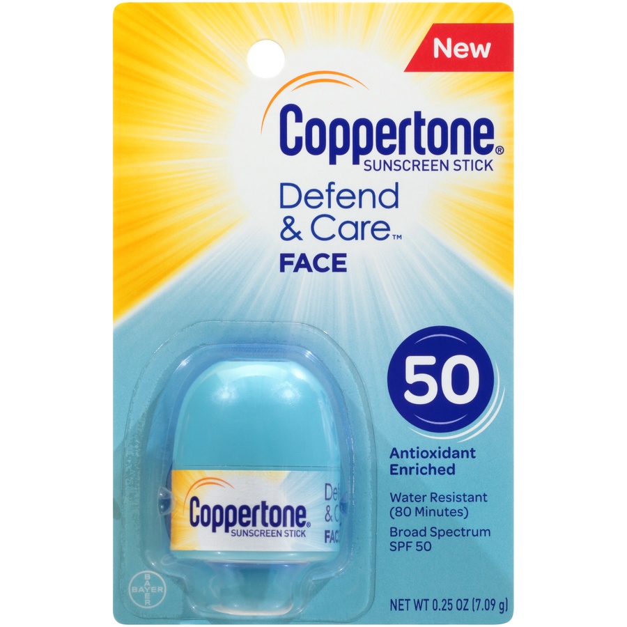 slide 1 of 2, Coppertone Defend Care Suntan Lotion Stick Spf 50, 0.25 oz