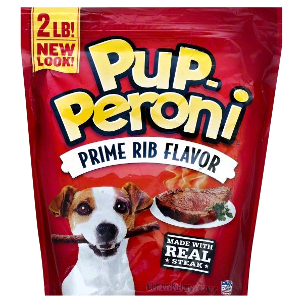 slide 1 of 1, Pup-Peroni Prime Rib Flavor Dog Snacks, 32 oz