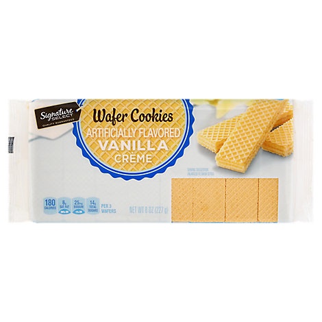 slide 1 of 1, Signature Select Cookies Wafer Vanilla Creme, 8 oz