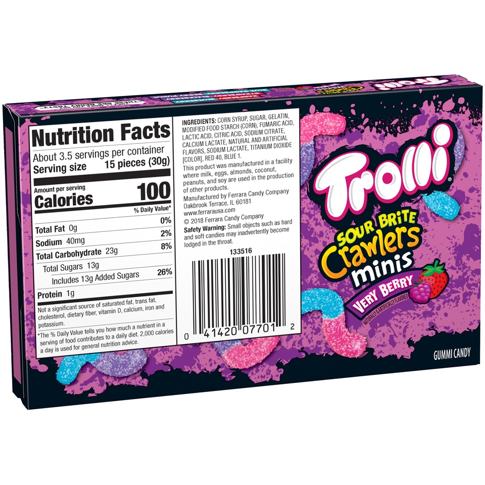 slide 2 of 2, Trolli Sour Brite Crawlers Very Berry Minis Theater Box, 3.5 oz