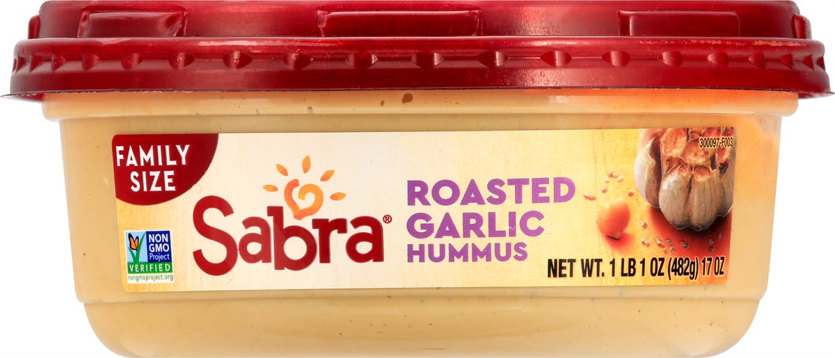 slide 1 of 13, Sabra Family Size Roasted Garlic Hummus 17 oz, 17 oz