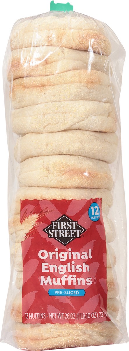 slide 6 of 13, First Street Plain English Muffins, 26 oz