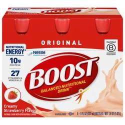 BOOST Original Balanced Nutritional Drink Protein Shakes, Creamy Strawberry, 8 fl oz, 6 Pack