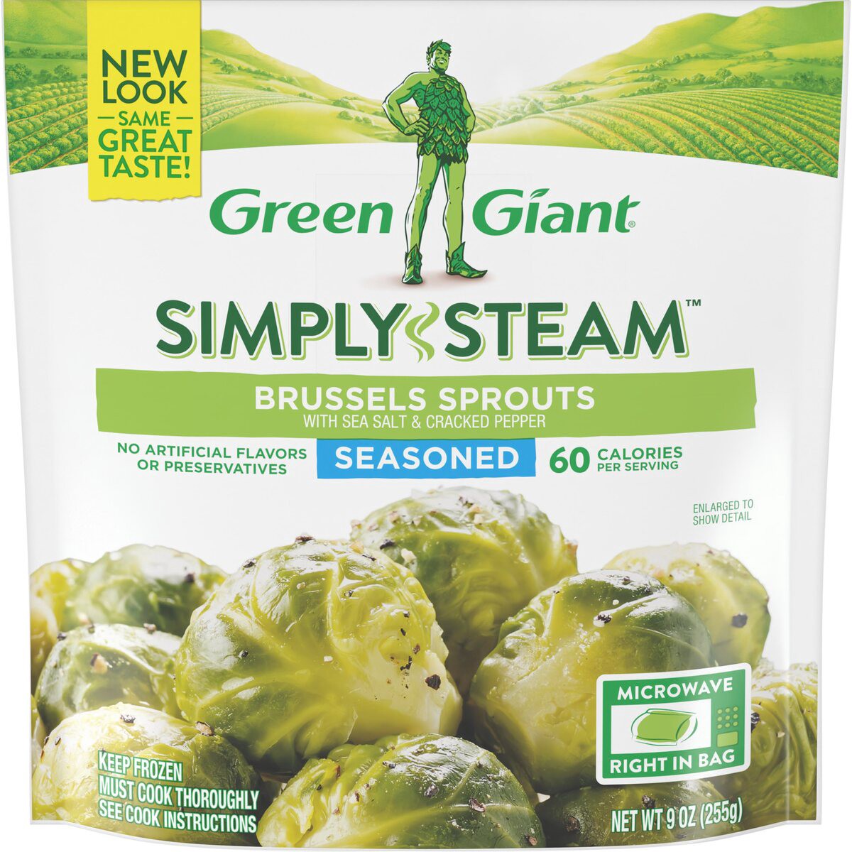 slide 1 of 9, Green Giant Seasoned Simply Steam Brussel Sprout, 9 oz