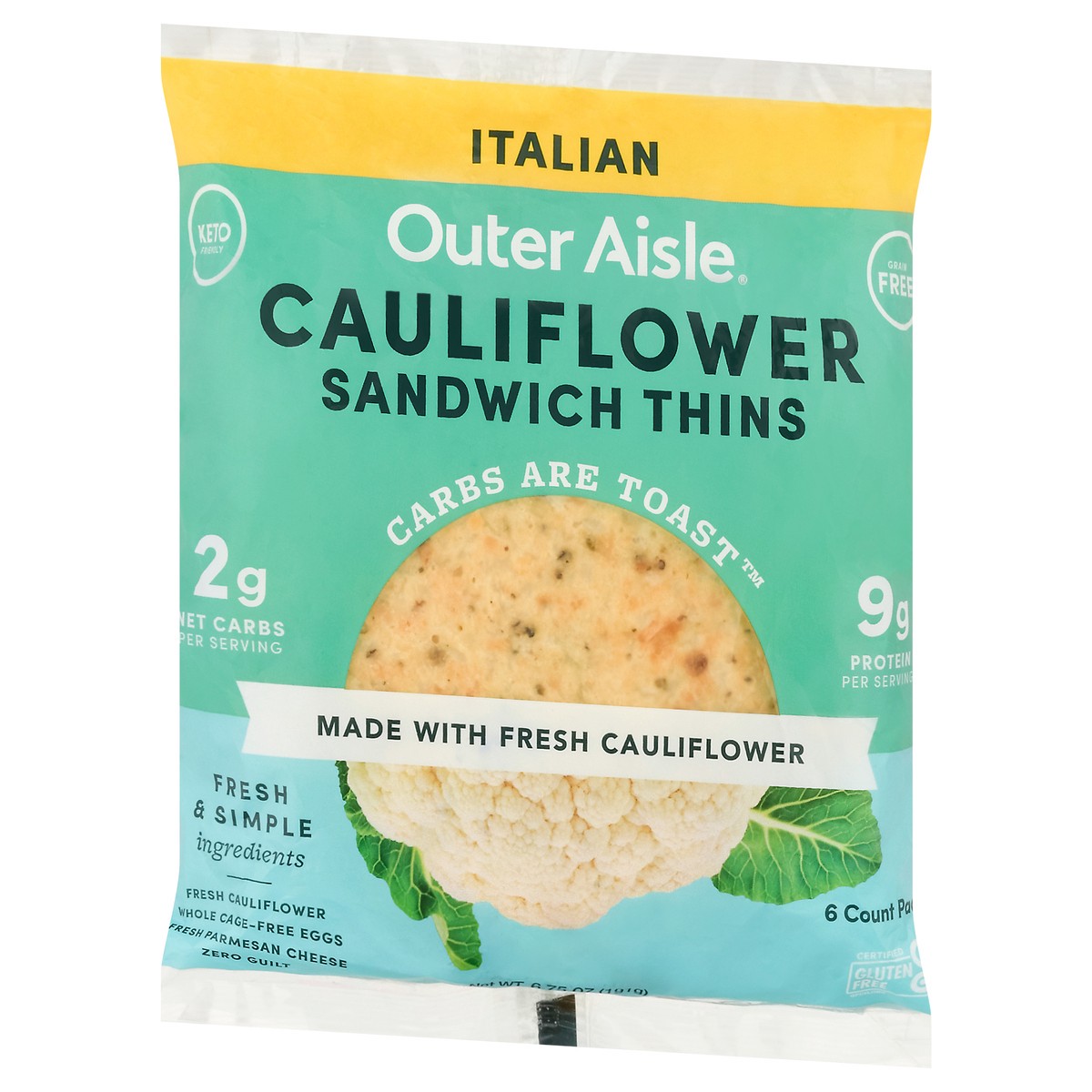 slide 7 of 9, Outer Aisle Cauliflower Italian Sandwich Thins 6 ea, 6 ct