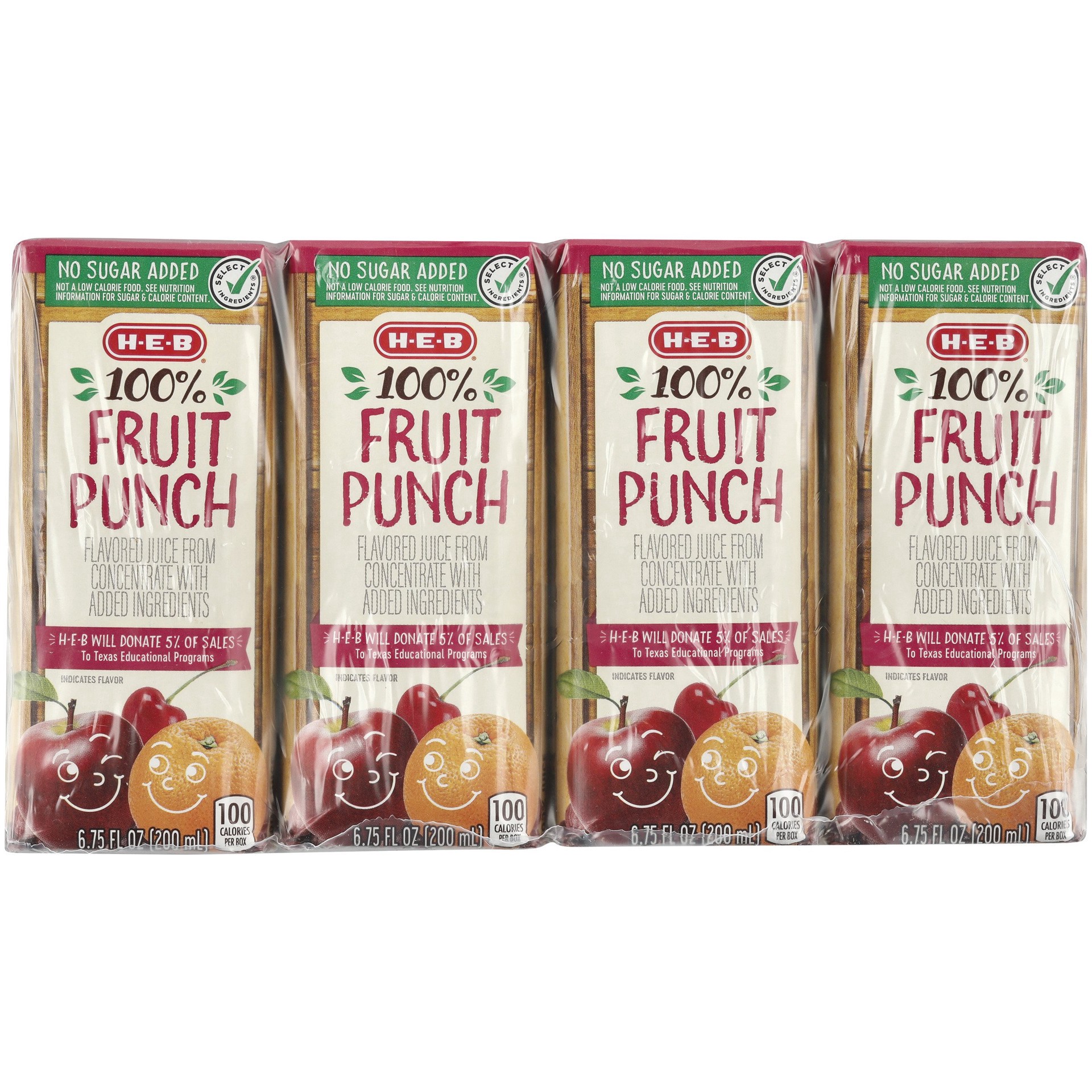 slide 1 of 1, H-E-B Select Ingredients Fruit Punch 100% Juice - 8 ct, 8 ct