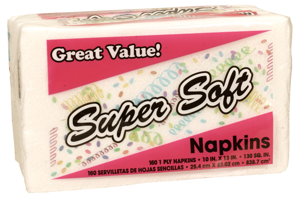 slide 1 of 1, Pique Brands Super Soft White Paper Napkins, 160 ct